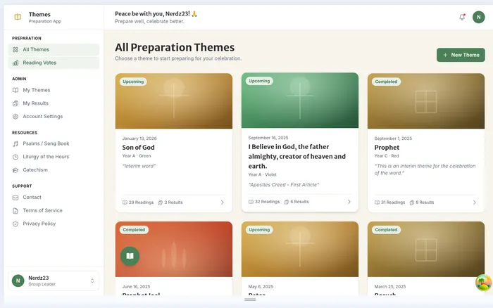 Bible themes app login page