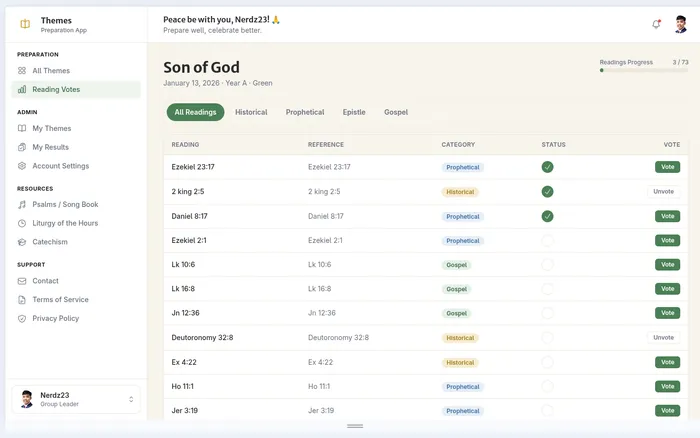 Bible themes app login page
