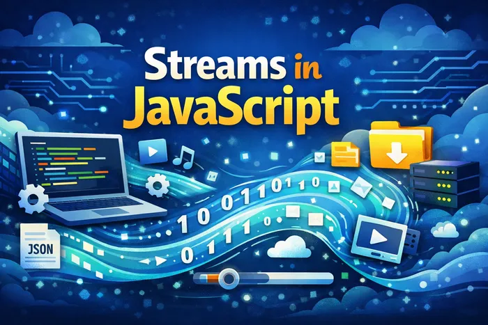 JavaScript streams flowing data illustration