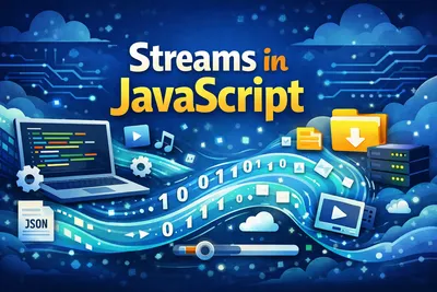 JavaScript streams flowing data illustration