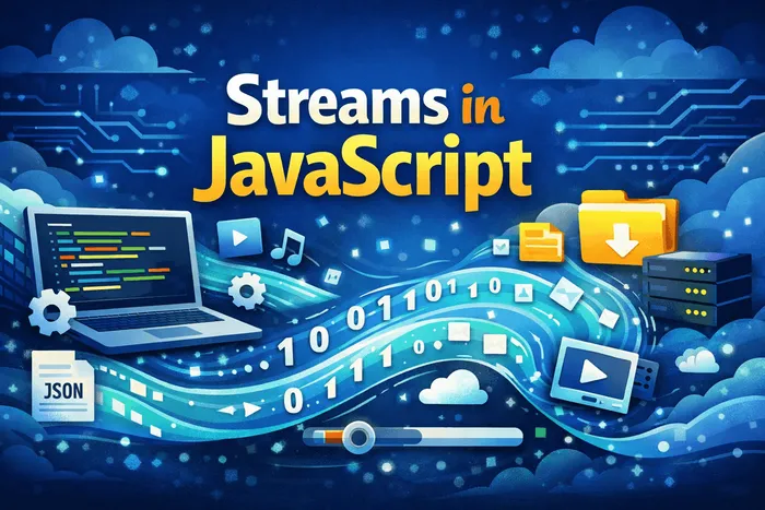 JavaScript streams flowing data illustration