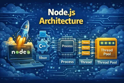 Node.js architecture diagram showing V8 and Libuv