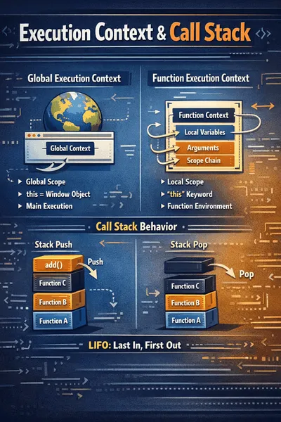 JavaScript execution context and call stack visualization