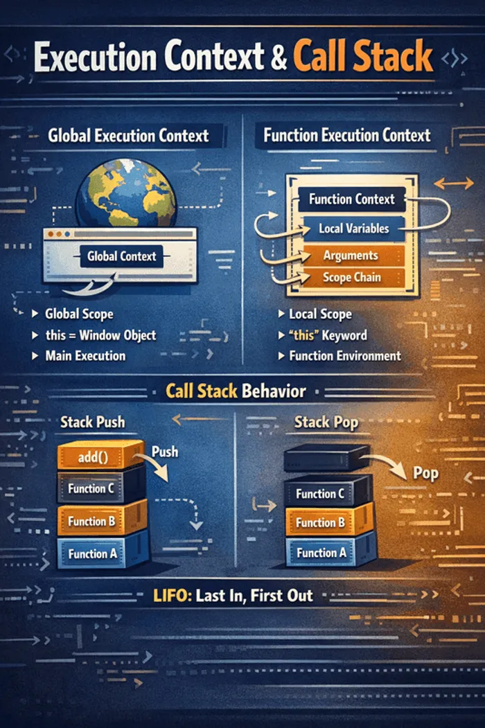 JavaScript execution context and call stack visualization