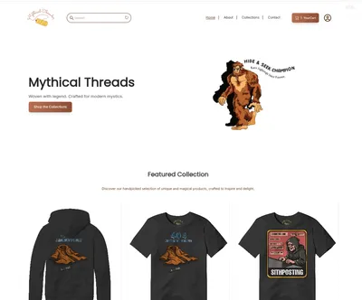 An elegant fashion website showcasing modern clothing inspired by myths and legends