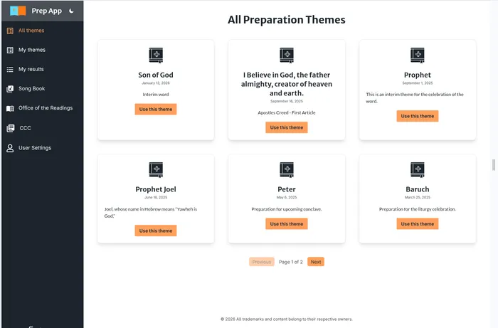 Bible themes app login page