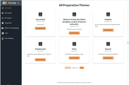 Bible themes app login page