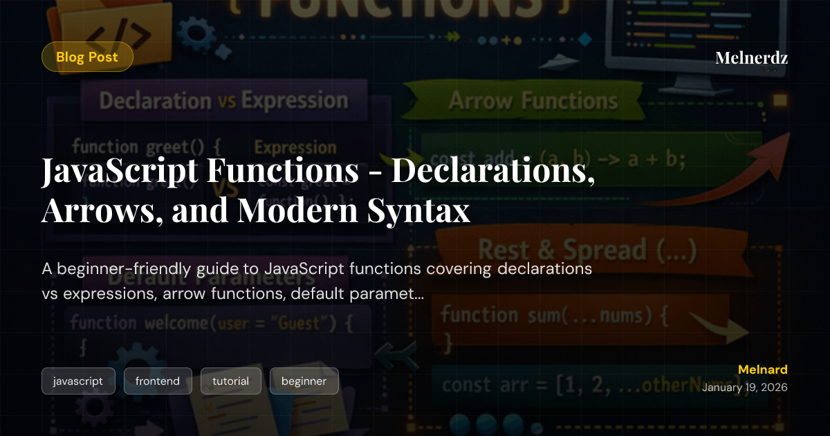 JavaScript Functions - Declarations, Arrows, and Modern Syntax | Melnerdz
