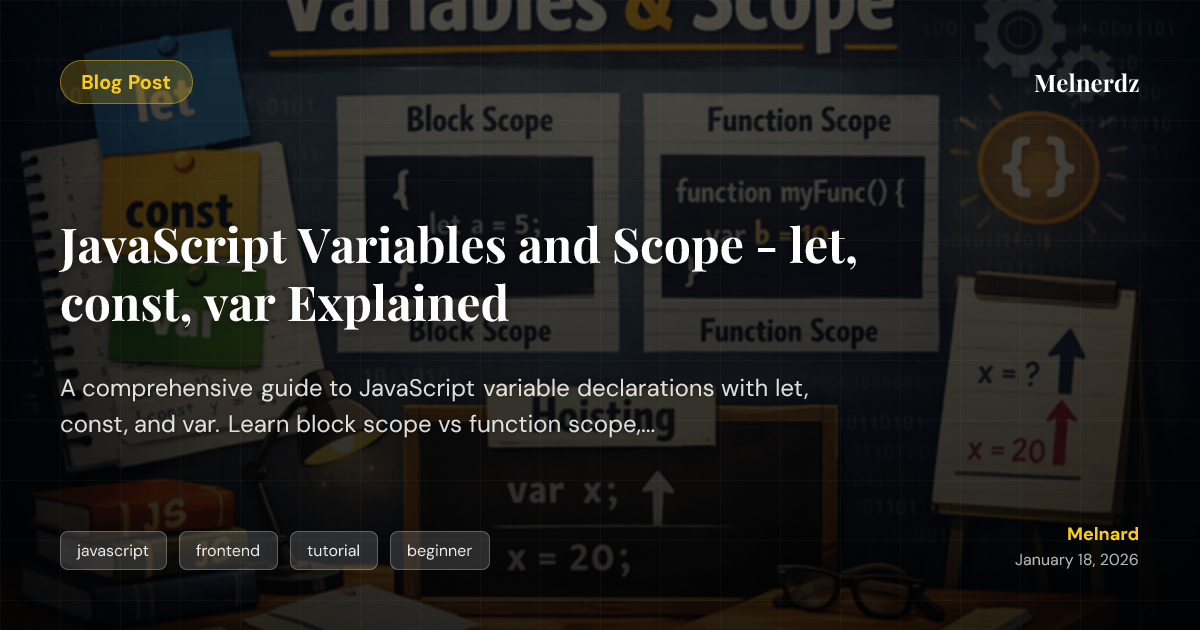 JavaScript Variables and Scope - let, const, var Explained | Melnerdz